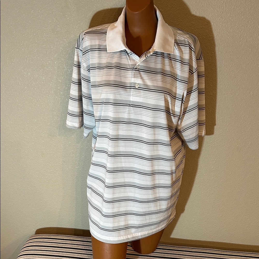 PGA Tour Airflux Polo with Black and White Stripes